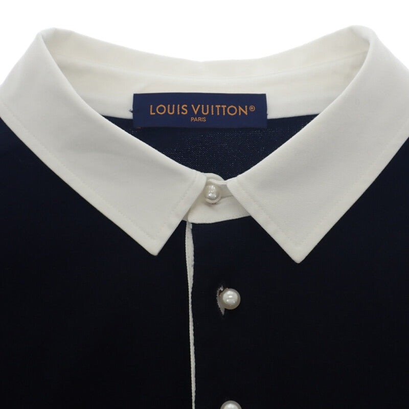 ルイヴィトン LOUIS VUITTON エンブロイダードショートスリーブ XL 1AHUJK ポロシャツ コットン ブラック メンズ【中古】【ABランク】