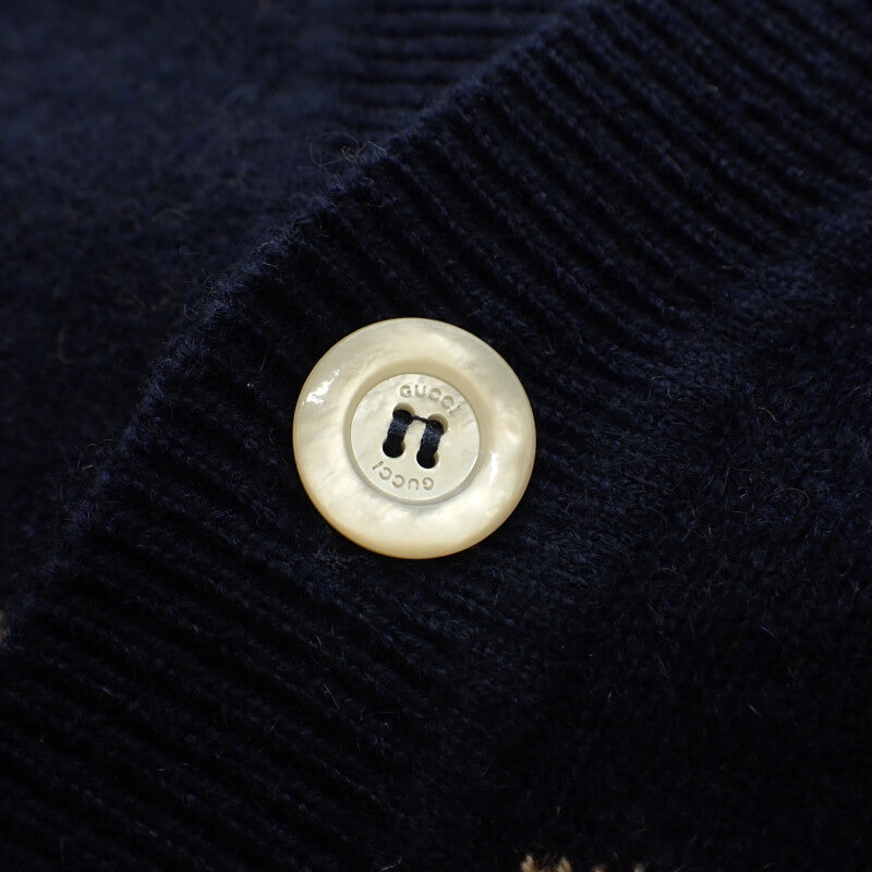 グッチ GUCCI GGニット M 660285_XKB3T_4037 カーディガン カシミヤ ネイビー メンズ【中古】【ABランク】