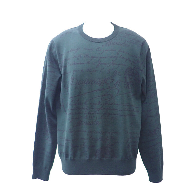 ベルルッティ Berluti スクリット クルーネック M R24KRL142-001 セーター ウール グリーン メンズ【中古】【Aランク】