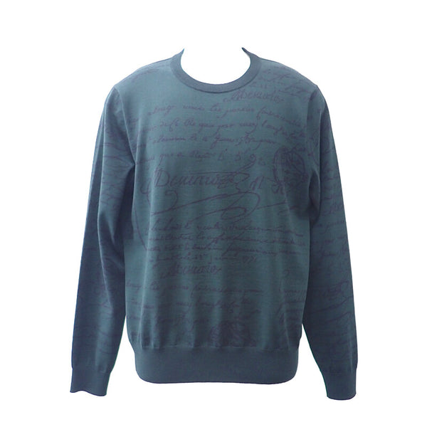 ベルルッティ Berluti スクリット クルーネック M R24KRL142-001 セーター ウール グリーン メンズ【中古】【Aランク】