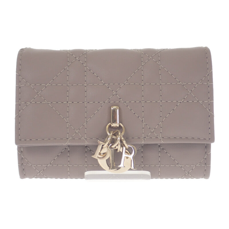 クリスチャンディオール Christian Dior Glycine ウォレット S0966ONMJ_M30G コインケース ラムスキン ベージュ ゴールド金具 レディース【中古】【Aランク】