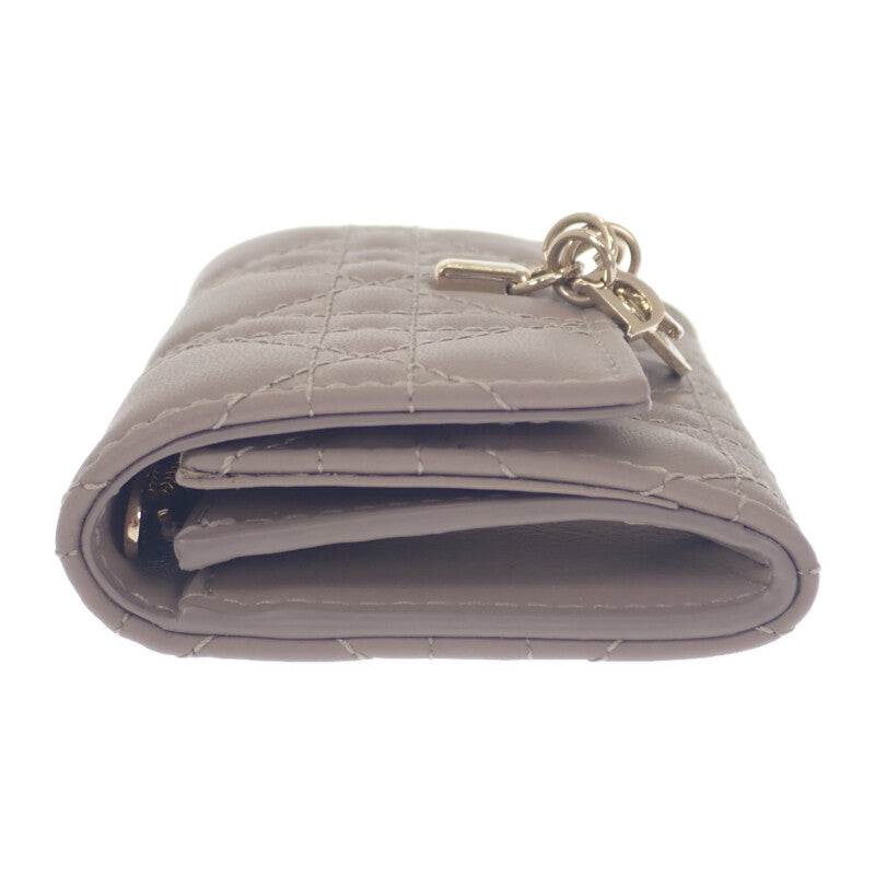 クリスチャンディオール Christian Dior Glycine ウォレット S0966ONMJ_M30G コインケース ラムスキン ベージュ ゴールド金具 レディース【中古】【Aランク】