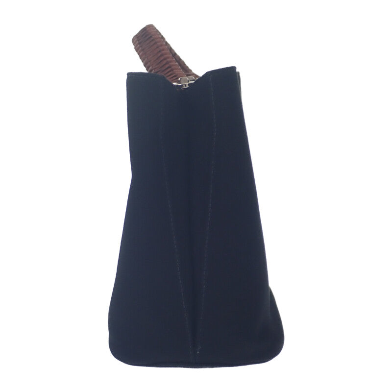 プラダ PRADA パニエ 1BA212_2DID_F0B7K_V_POO ハンドバッグ キャンバス レザー ブラック ブラウン レディース【中古】【Aランク】