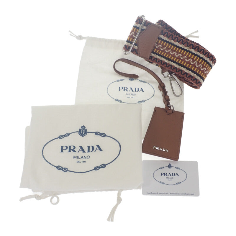 プラダ PRADA パニエ 1BA212_2DID_F0B7K_V_POO ハンドバッグ キャンバス レザー ブラック ブラウン レディース【中古】【Aランク】