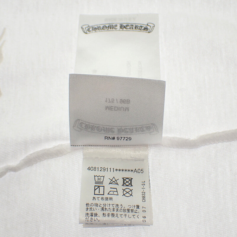 クロムハーツ CHROME HEARTS ダガー アイチャート M 半袖Ｔシャツ コットン ホワイト メンズ【中古】【ABランク】