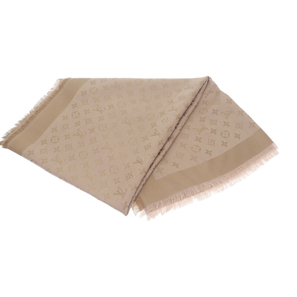 ルイヴィトン LOUIS VUITTON ショール・モノグラム・ネオデニム M76068 モノグラム スカーフ シルク ウール ベージュ レディース ユニセックス【中古】【Aランク】