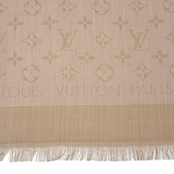 ルイヴィトン LOUIS VUITTON ショール・モノグラム・ネオデニム M76068 モノグラム スカーフ シルク ウール ベージュ レディース ユニセックス【中古】【Aランク】