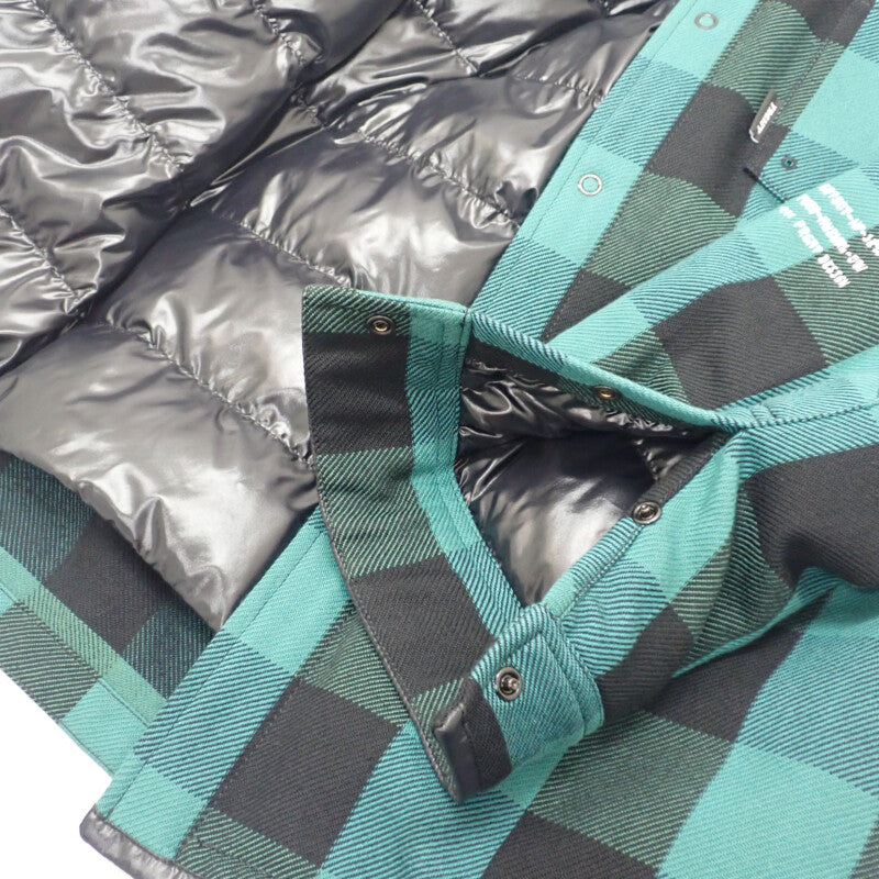 モンクレール MONCLER フラグメント Simmon チェックダウンシャツ FRAGMENT DESIGN 2 H209U1A00009 M2316 長袖シャツ コットン ナイロン ダウン グリーン メンズ【中古】【Aランク】
