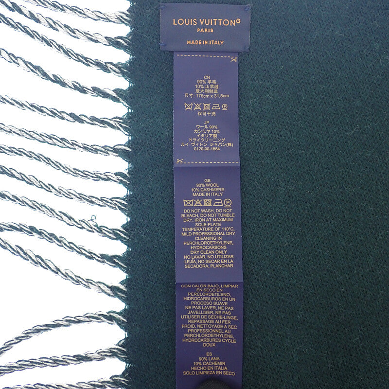 ルイヴィトン LOUIS VUITTON グラフィック デュアル M79139 マフラー カシミヤ ウール グリーン ホワイト メンズ レディース【中古】【Aランク】