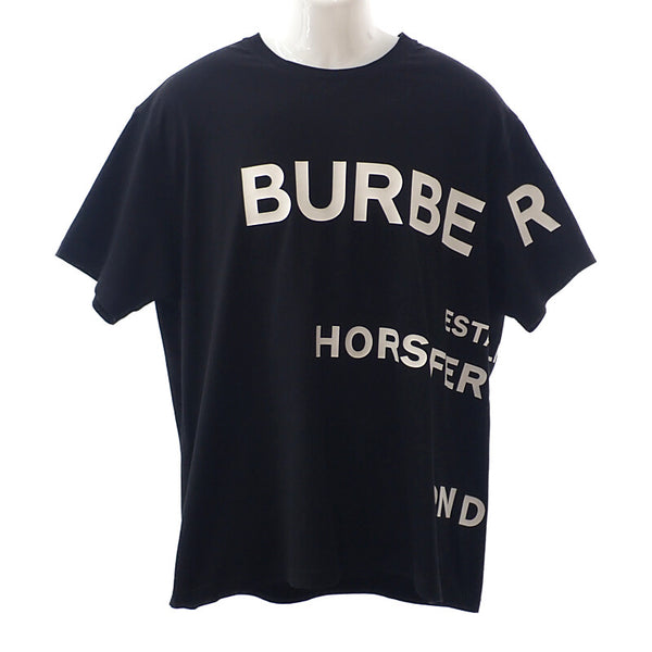 バーバリー BURBERRY ロゴ ホースフェリープリント L 8040764 半袖Ｔシャツ コットン ブラック メンズ レディース【中古】【Aランク】