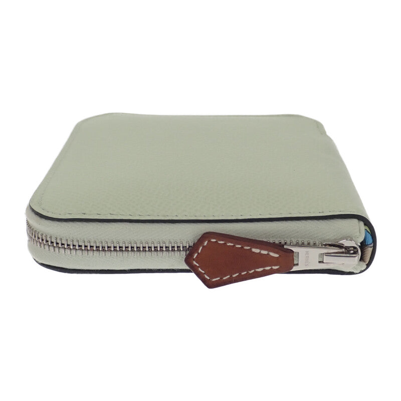 エルメス HERMES アザップ シルクインコンパクト W刻印 コインケース ヴォーエプソン シルク ヴェールフィズ グリメイヤー シルバー金具 レディース メンズ【中古】【Aランク】