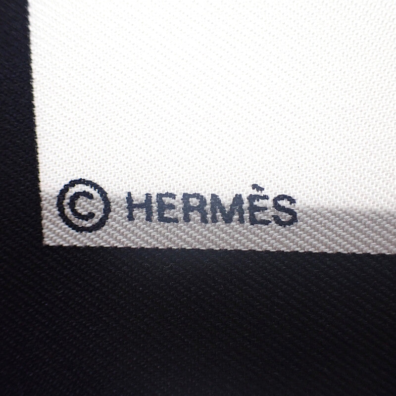 エルメス HERMES カレ90 Ex-Libris エクスリブリス スカーフ シルク ホワイト ブラック レディース メンズ【中古】【Aランク】