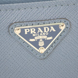 プラダ PRADA レザーキーリング 2TT085 キーケース サフィアーノ ブルー シルバー金具 メンズ レディース【中古】【Aランク】