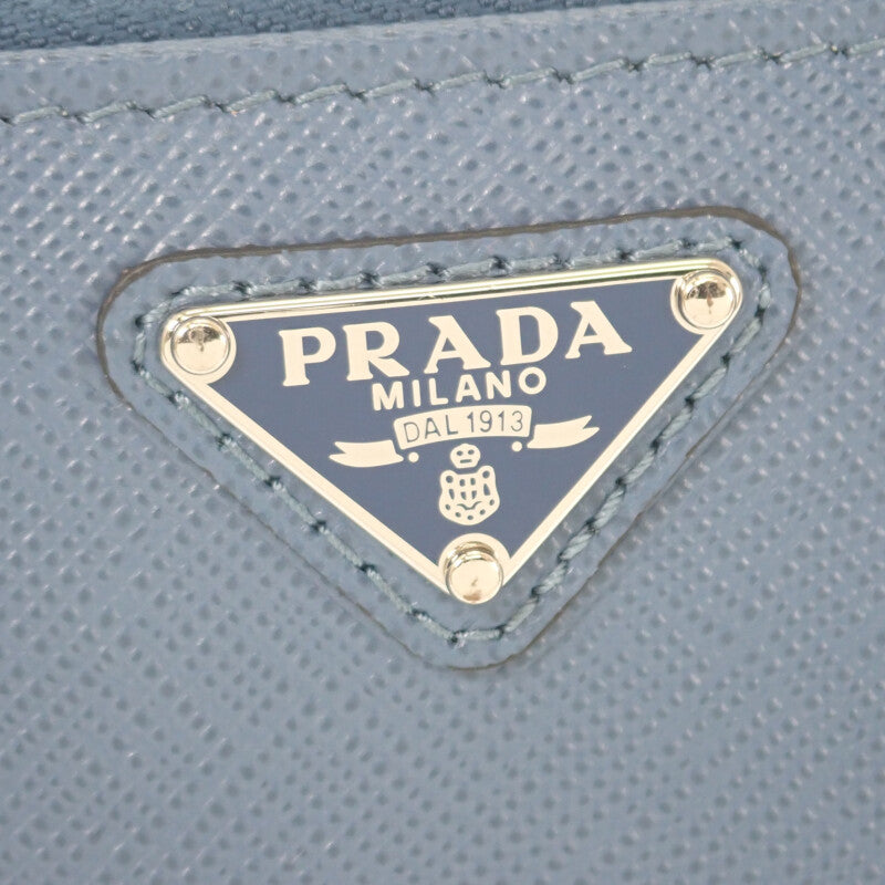 プラダ PRADA レザーキーリング 2TT085 キーケース サフィアーノ ブルー シルバー金具 メンズ レディース【中古】【Aランク】