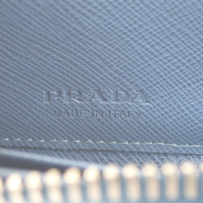 プラダ PRADA レザーキーリング 2TT085 キーケース サフィアーノ ブルー シルバー金具 メンズ レディース【中古】【Aランク】