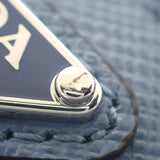 プラダ PRADA レザーキーリング 2TT085 キーケース サフィアーノ ブルー シルバー金具 メンズ レディース【中古】【Aランク】