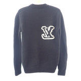 ルイヴィトン LOUIS VUITTON LV ウールブレンドクルーネック M 1AF336 長袖Ｔシャツ ウール ナイロン ヤク ブラック メンズ【中古】【ABランク】
