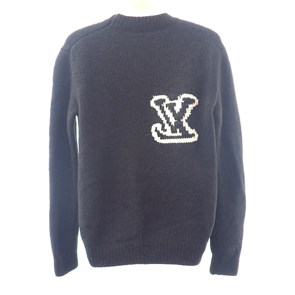 ルイヴィトン LOUIS VUITTON LV ウールブレンドクルーネック M 1AF336 長袖Ｔシャツ ウール ナイロン ヤク ブラック メンズ【中古】【ABランク】