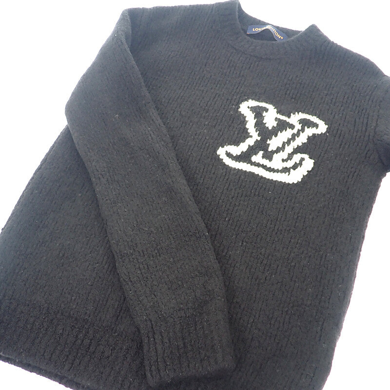 ルイヴィトン LOUIS VUITTON LV ウールブレンドクルーネック M 1AF336 長袖Ｔシャツ ウール ナイロン ヤク ブラック メンズ【中古】【ABランク】