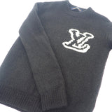 ルイヴィトン LOUIS VUITTON LV ウールブレンドクルーネック M 1AF336 長袖Ｔシャツ ウール ナイロン ヤク ブラック メンズ【中古】【ABランク】