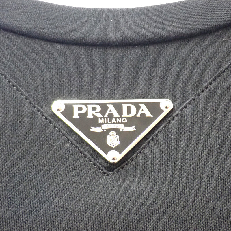 プラダ PRADA トライアングルロゴ L UJN861 半袖Ｔシャツ コットン ブラック メンズ【中古】【Aランク】