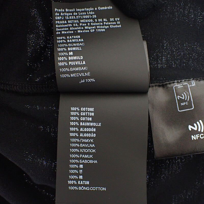 プラダ PRADA トライアングルロゴ L UJN861 半袖Ｔシャツ コットン ブラック メンズ【中古】【Aランク】