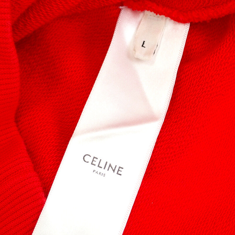 セリーヌ CELINE ルーズ フーディー L 2Y321670Q パーカー コットン レッド メンズ【中古】【Aランク】