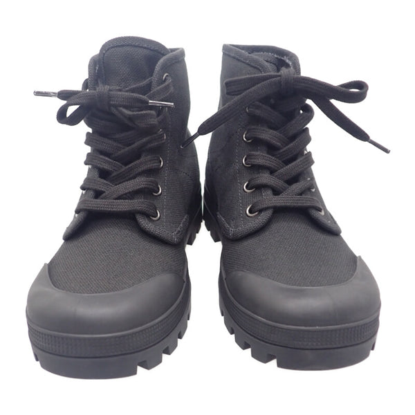 セリーヌ CELINE パタパンレースアップ ハイカット 343142198C.38NO スニーカー キャンバス レザー ブラック 35 レディース【中古】【Aランク】