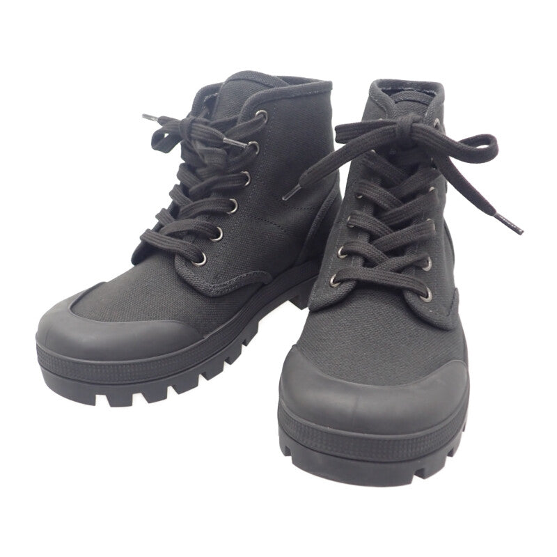 セリーヌ CELINE パタパンレースアップ ハイカット 343142198C.38NO スニーカー キャンバス レザー ブラック 35 レディース【中古】【Aランク】