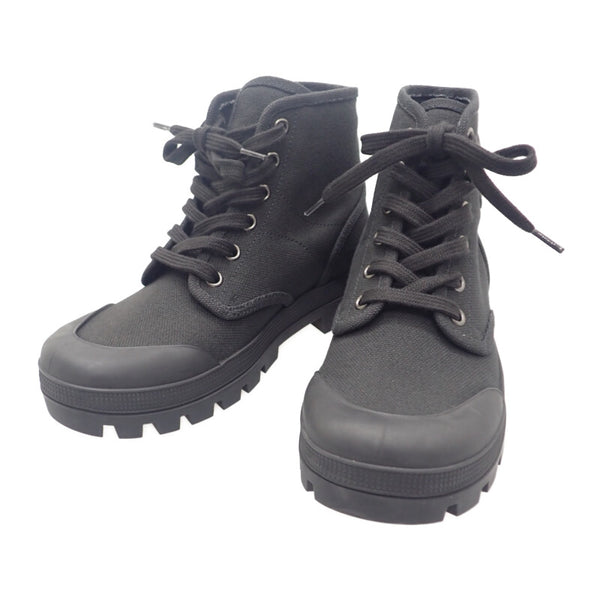 セリーヌ CELINE パタパンレースアップ ハイカット 343142198C.38NO スニーカー キャンバス レザー ブラック 35 レディース【中古】【Aランク】