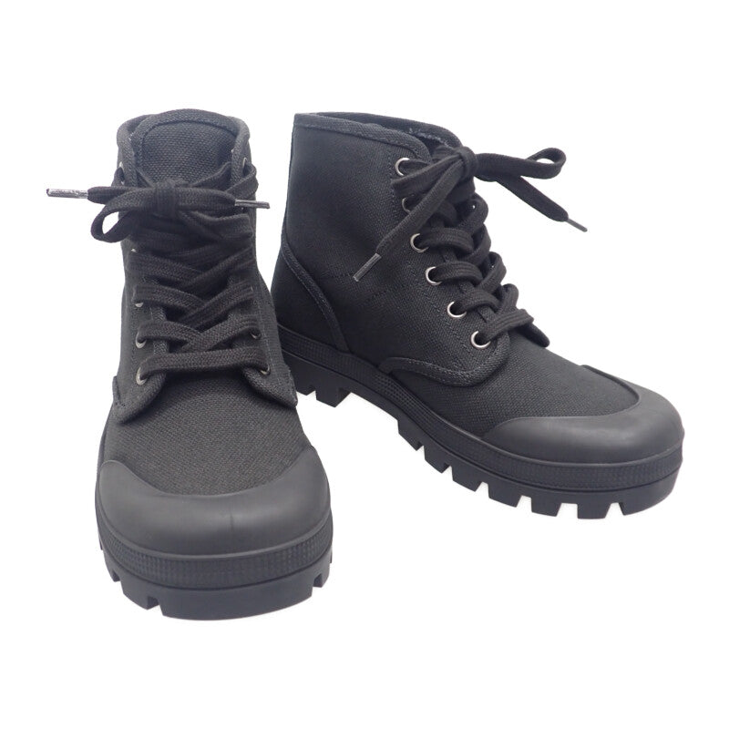 セリーヌ CELINE パタパンレースアップ ハイカット 343142198C.38NO スニーカー キャンバス レザー ブラック 35 レディース【中古】【Aランク】