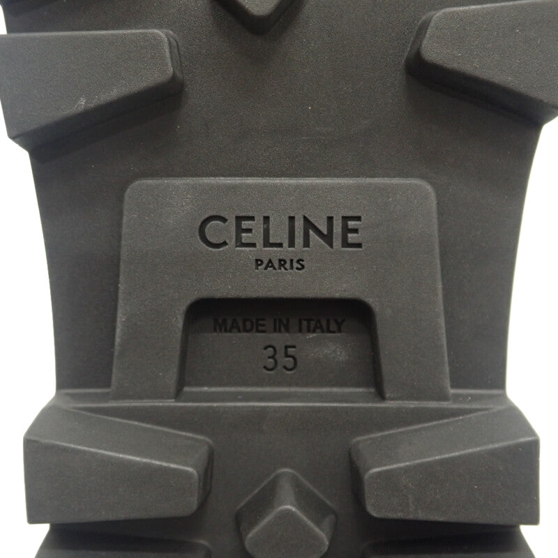 セリーヌ CELINE パタパンレースアップ ハイカット 343142198C.38NO スニーカー キャンバス レザー ブラック 35 レディース【中古】【Aランク】