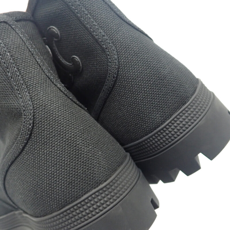 セリーヌ CELINE パタパンレースアップ ハイカット 343142198C.38NO スニーカー キャンバス レザー ブラック 35 レディース【中古】【Aランク】