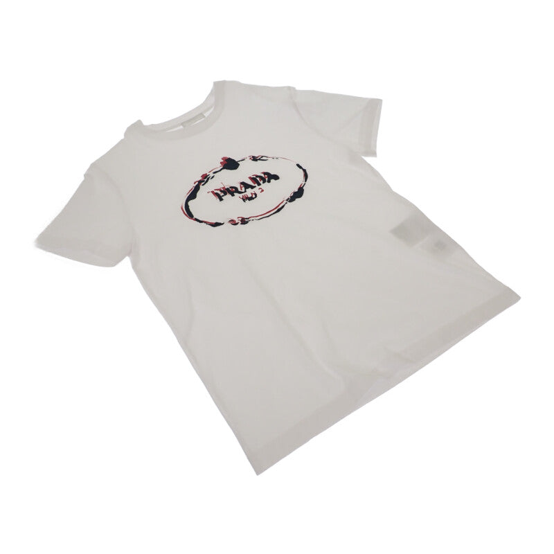 プラダ PRADA ロゴ L UJN555_R182_125E 半袖Ｔシャツ コットン ホワイト メンズ【中古】【Aランク】