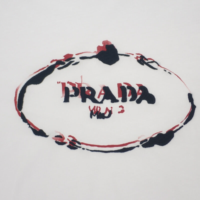 プラダ PRADA ロゴ L UJN555_R182_125E 半袖Ｔシャツ コットン ホワイト メンズ【中古】【Aランク】