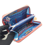 エルメス HERMES アザップ シルクイン コンパクト コインケース ヴォーエプソン シルク ローズテキサス ブルーゼリージュ レッド シルバー金具 レディース【中古】【Aランク】