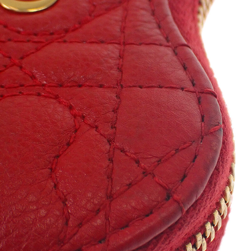 ディオール Dior アムールカロチェーンハートポーチ S5097UNID_M61R ショルダーバッグ カーフ レッド ゴールド金具 レディース【中古】【ABランク】