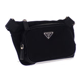 プラダ PRADA サフィアーノレザー 2VH128_2DMH_F0002 ショルダーバッグ ナイロン ブラック シルバー金具 メンズ レディース【中古】【Aランク】