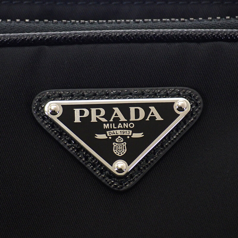 プラダ PRADA サフィアーノレザー 2VH128_2DMH_F0002 ショルダーバッグ ナイロン ブラック シルバー金具 メンズ レディース【中古】【Aランク】