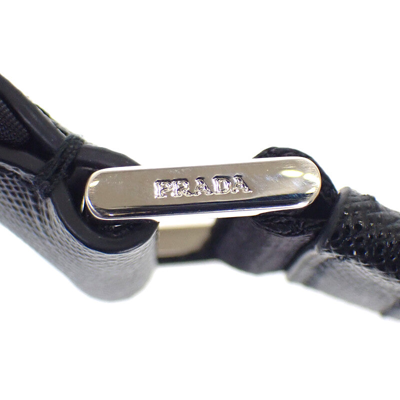 プラダ PRADA サフィアーノレザー 2VH128_2DMH_F0002 ショルダーバッグ ナイロン ブラック シルバー金具 メンズ レディース【中古】【Aランク】