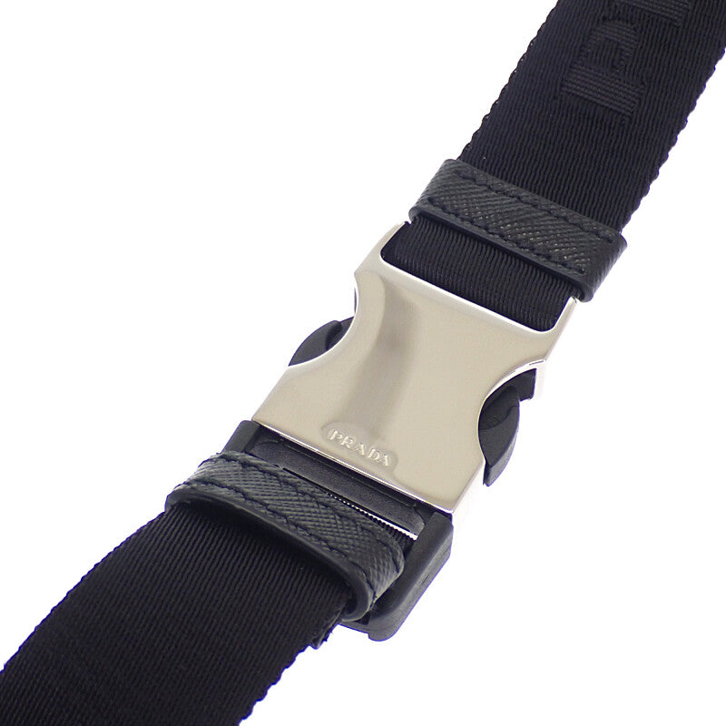 プラダ PRADA サフィアーノレザー 2VH128_2DMH_F0002 ショルダーバッグ ナイロン ブラック シルバー金具 メンズ レディース【中古】【Aランク】