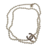 シャネル CHANEL CCロングパール ネックレス メタル レザー ゴールド レディース【中古】【Aランク】