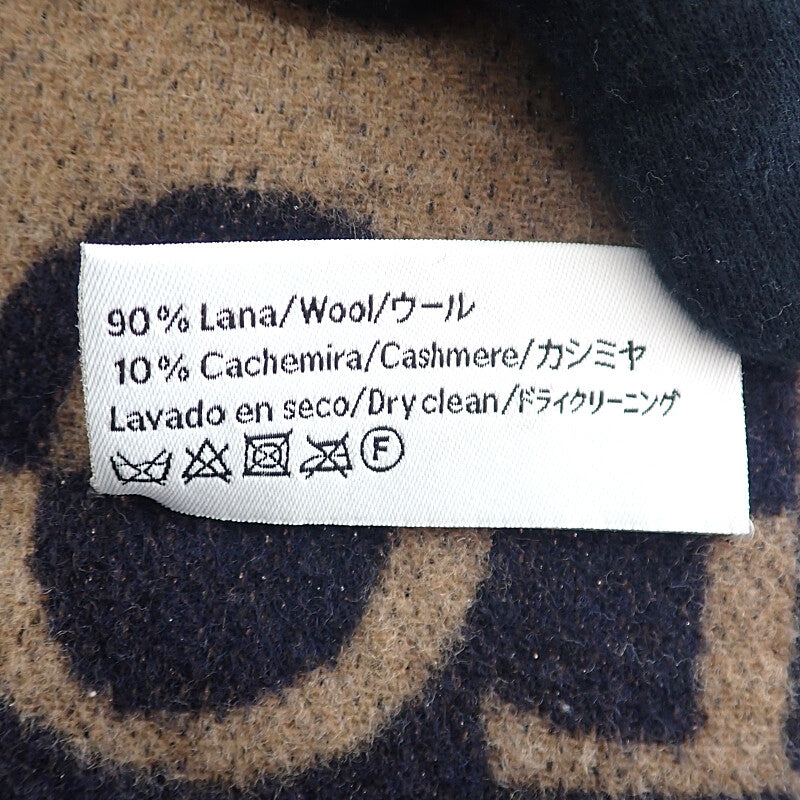 ロエベ LOEWE ロゴスカーフ マフラー ウール カシミヤ ネイビー