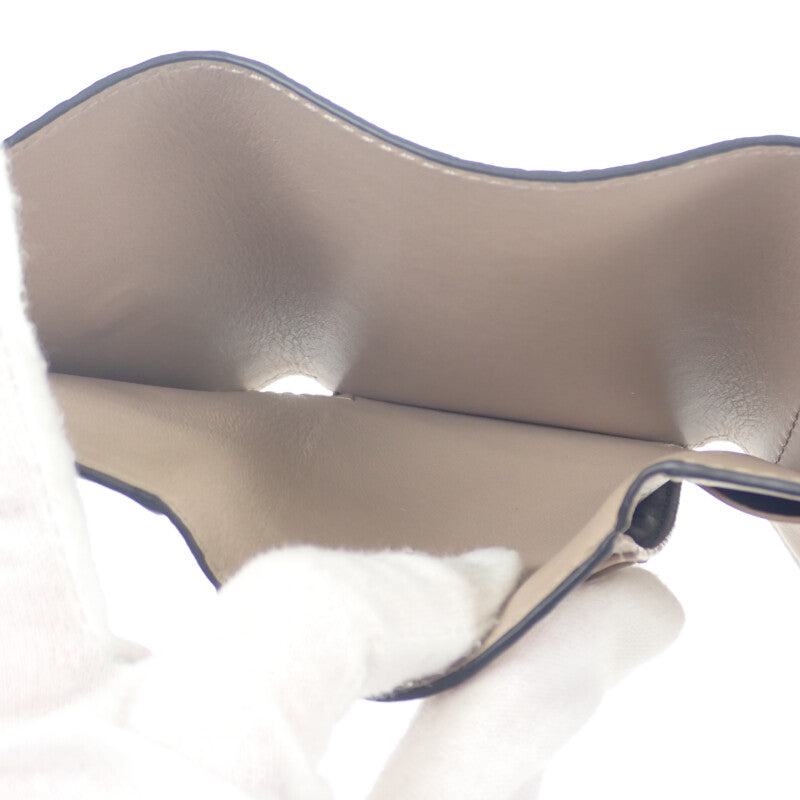 ロエベ LOEWE アナグラムトライフォールド C821TR2X02 三つ折り財布 カーフ サンド シルバー金具 レディース【中古】【Aランク】