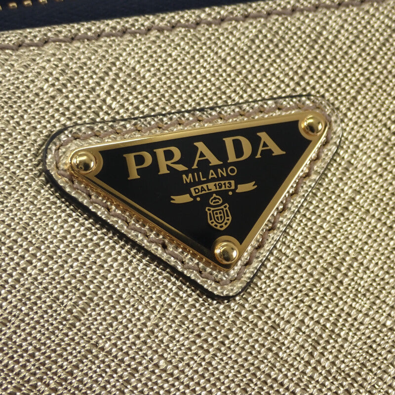 プラダ PRADA ブリック 2VH070 ショルダーバッグ レザー ゴールド ゴールド金具 メンズ レディース【中古】【Aランク】