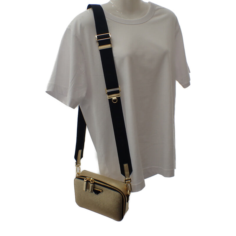 プラダ PRADA ブリック 2VH070 ショルダーバッグ レザー ゴールド ゴールド金具 メンズ レディース【中古】【Aランク】