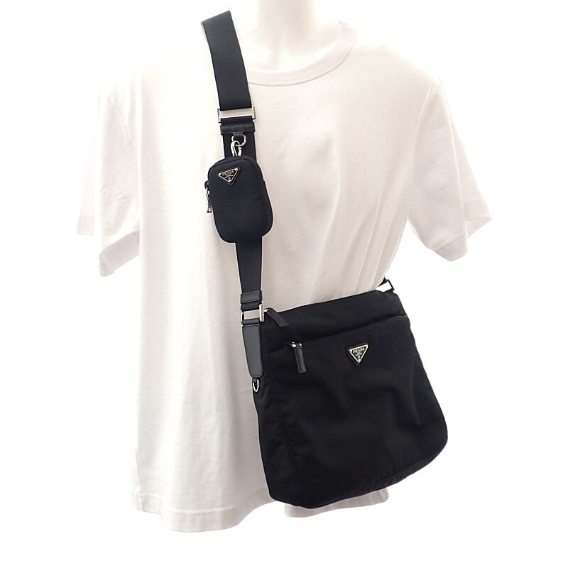 プラダ PRADA Re-Nylon バッグ 1BC421 ショルダーバッグ ナイロン ブラック シルバー金具 メンズ レディース ユニセックス【中古】【Aランク】
