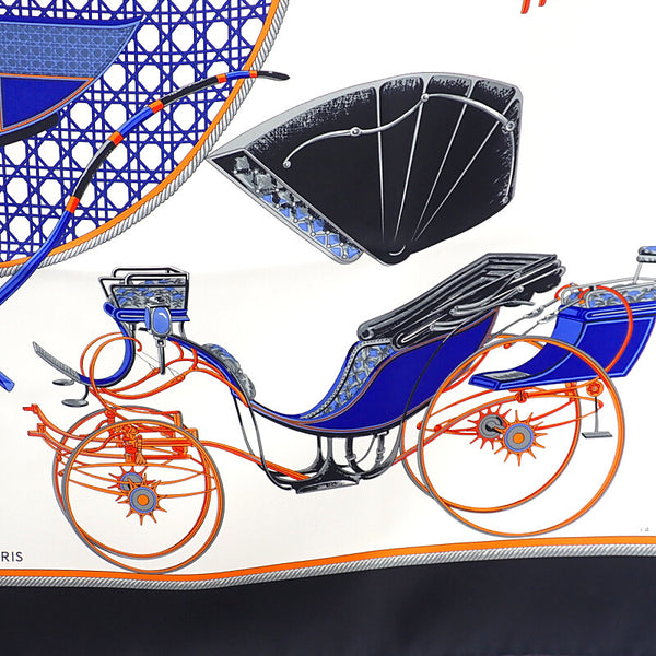 エルメス HERMES カレ90 スカーフ シルク ブラック ホワイト レディース【中古】【Sランク】