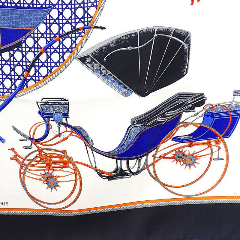 エルメス HERMES カレ90 スカーフ シルク ブラック ホワイト レディース【中古】【Sランク】