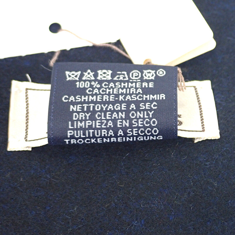 エルメス HERMES カシミヤマフラー マフラー カシミヤ ブルー ブラック レディース メンズ ユニセックス【中古】【SAランク】